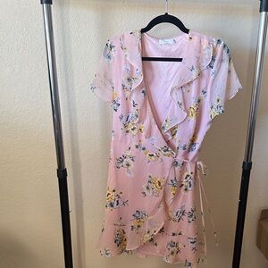 Lush Pink Floral Mini Dress
